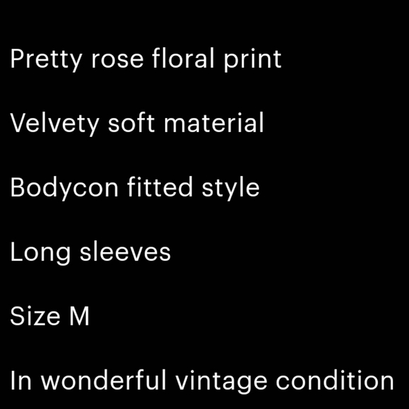 VINTAGE VELVET MINI DRESS FLORAL ROSE FALL AUTUMN WINTER PREPPY HIPSTER 90S LIZ - Picture 9 of 10